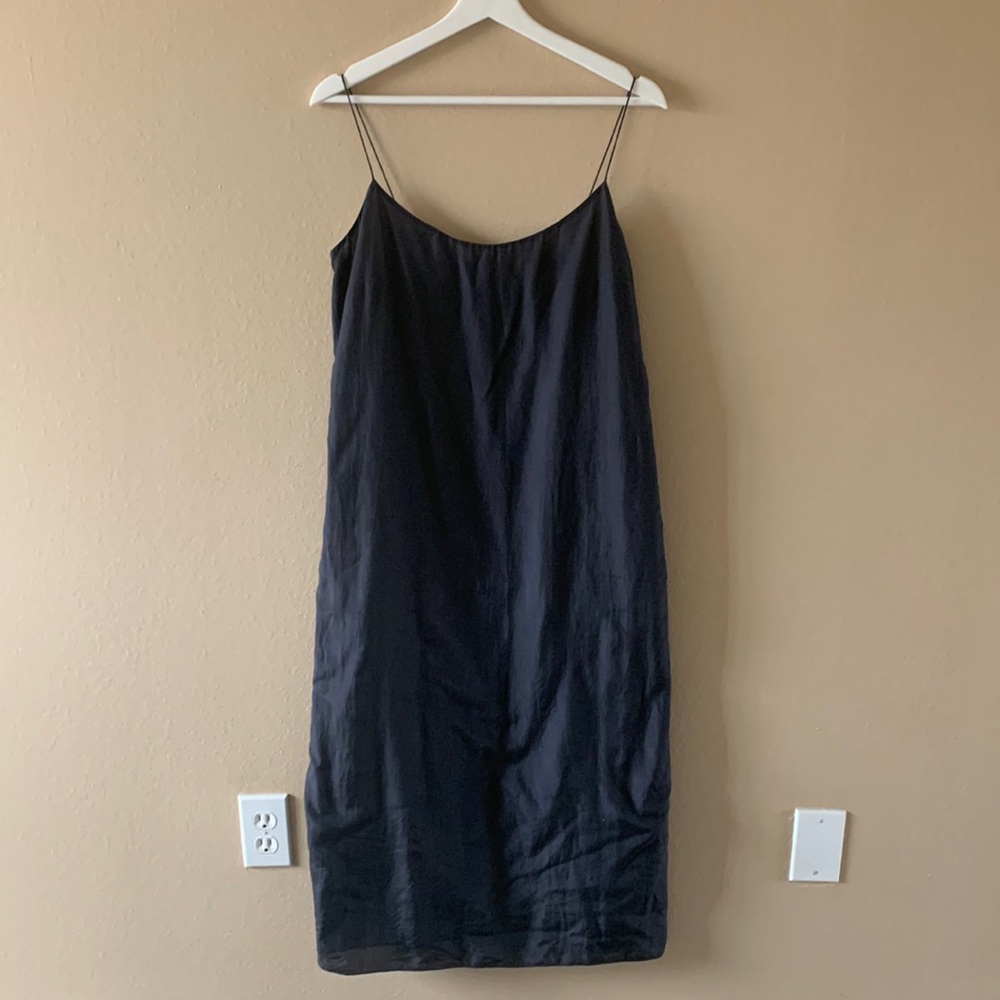 DKNY 100% silk black slip maxi dress
